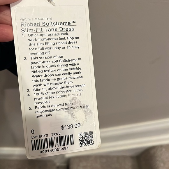 Lululemon Ribbed Softstreme Slim-Fit Tank Dress True Navy size 0 - Picture 7 of 14